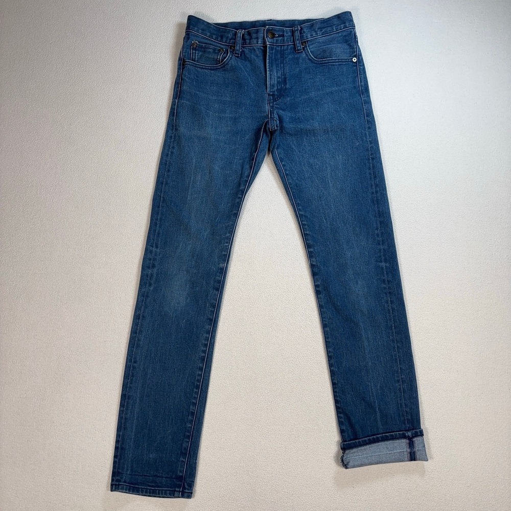 Uniqlo Kaihara Selvedge Jeans Men's 30x30‎ Blue Slim Straight Low Rise Stretch